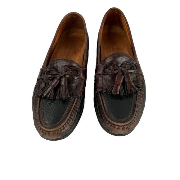 Johnston & Murphy Passport 2 Tone Black/Brown Leather Loafers w Tassels Size 9.5 main image 12